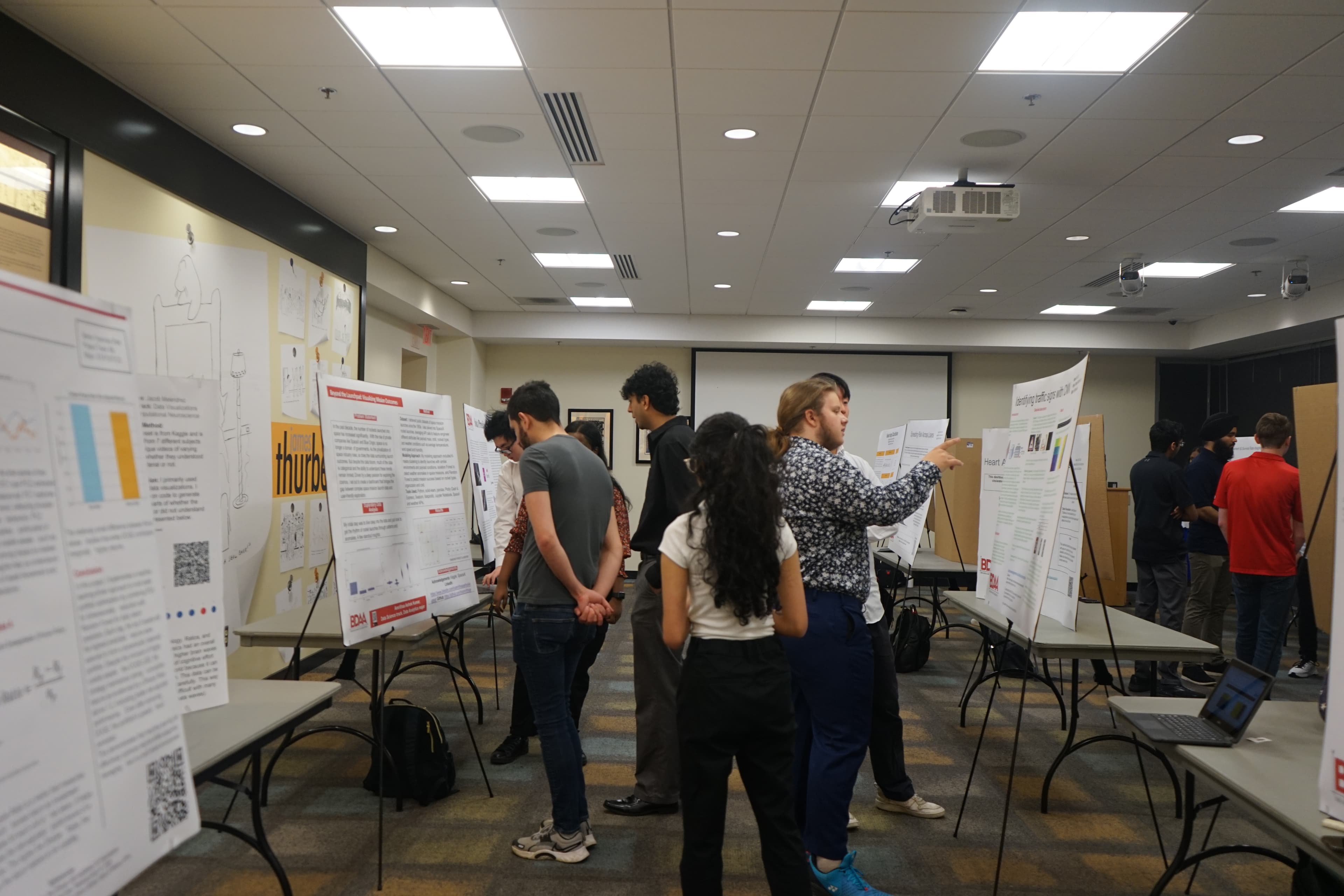 Students working on data science projects