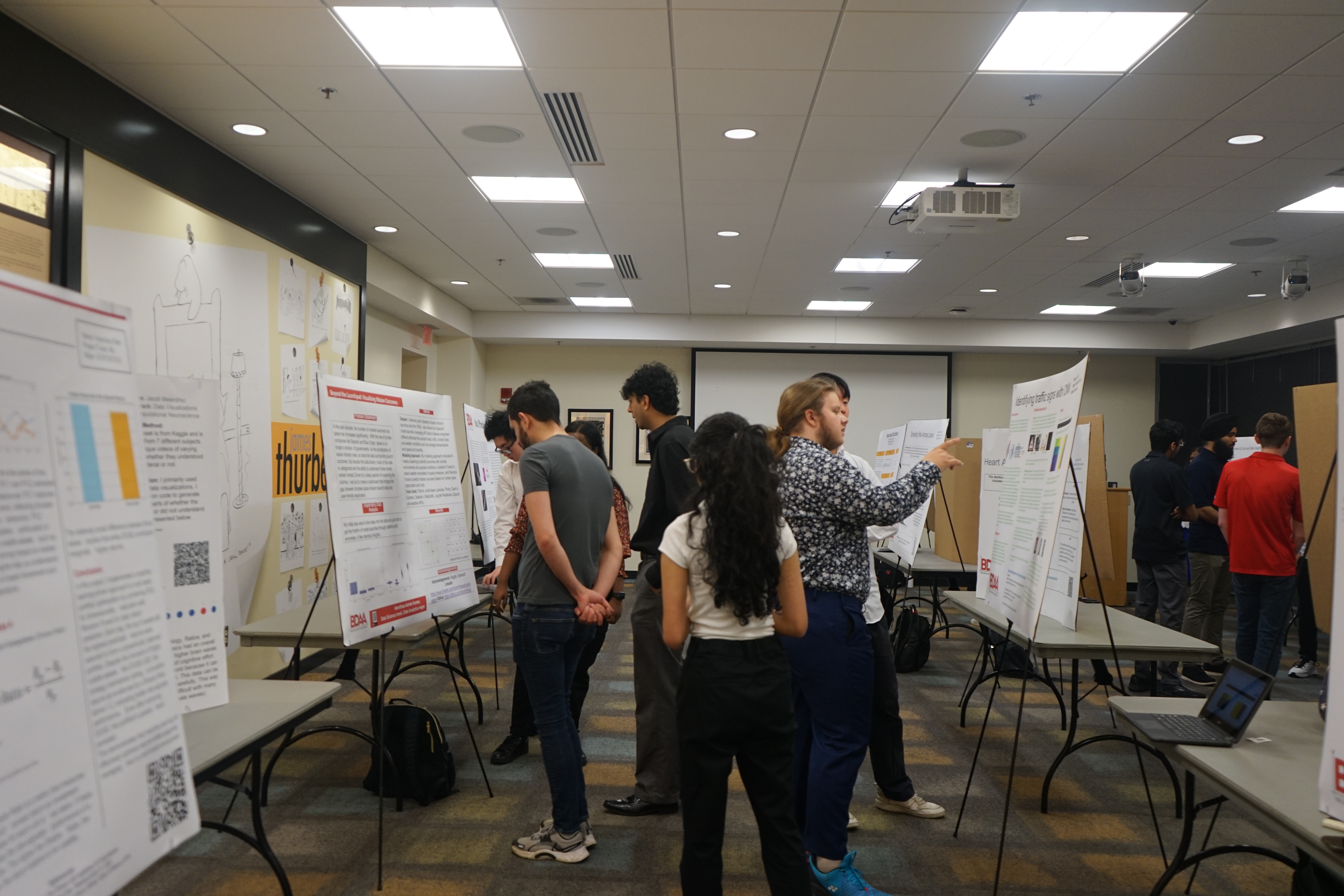 Students working on data science projects